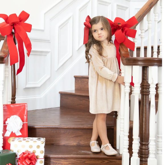 NWT The Oaks Apparel Kaitlin Champagne Velvet Dress - Size 12Y - Picture 1 of 8